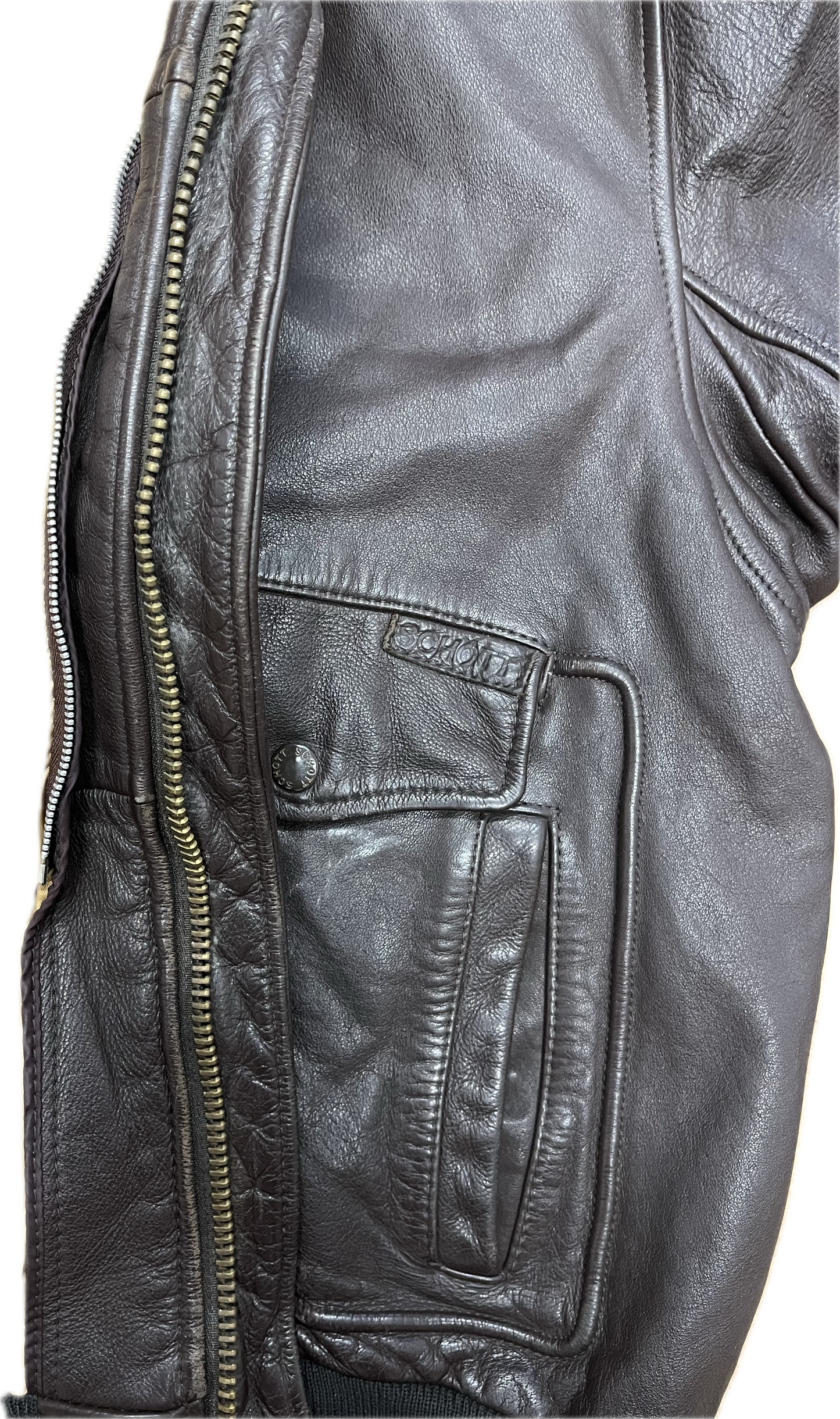 'SCHOTT' Brown Leather Jacket -ExtraExtraLarge-