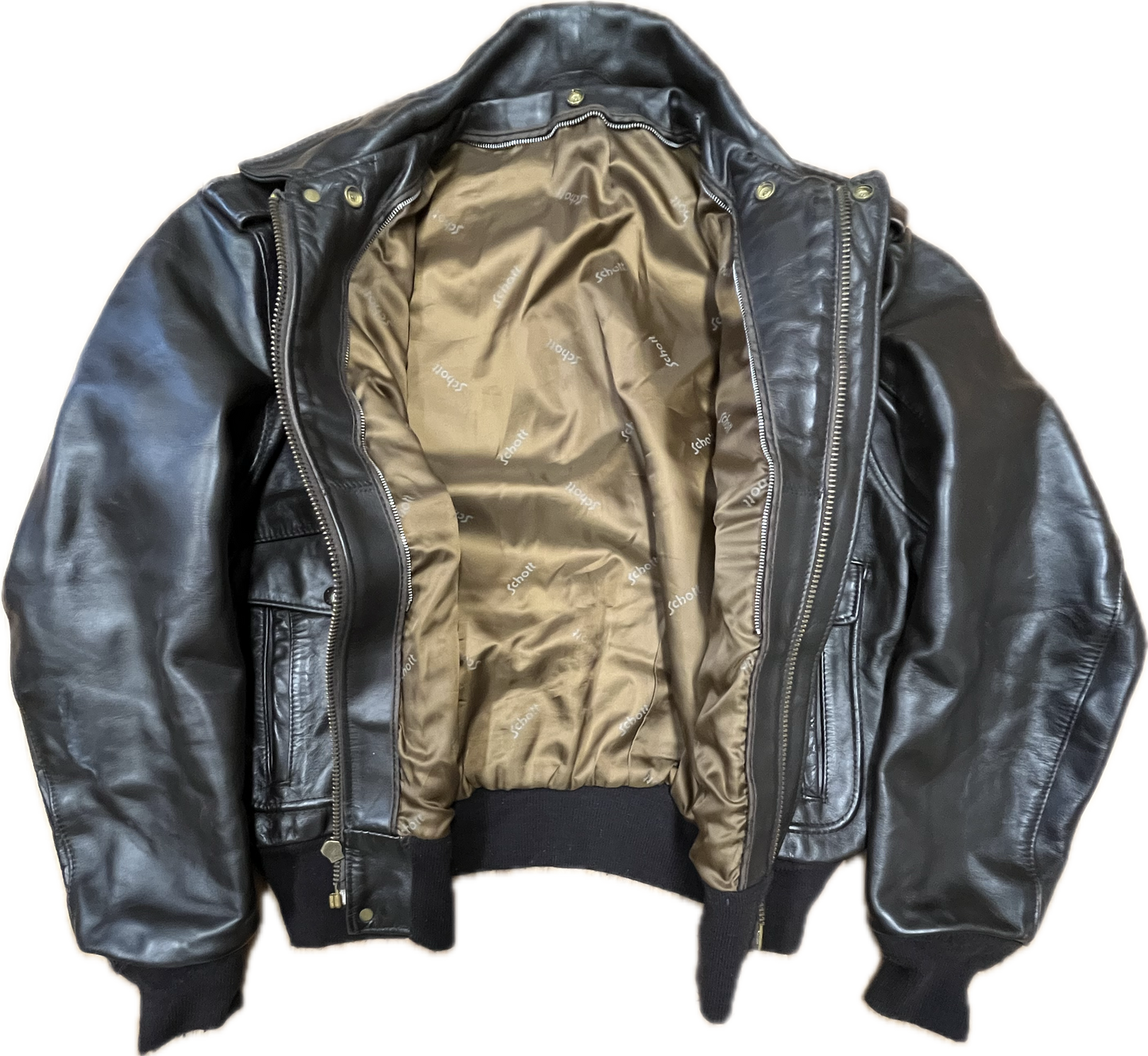 'Schott' Aviator Vintage Leather Jacket -XXL-