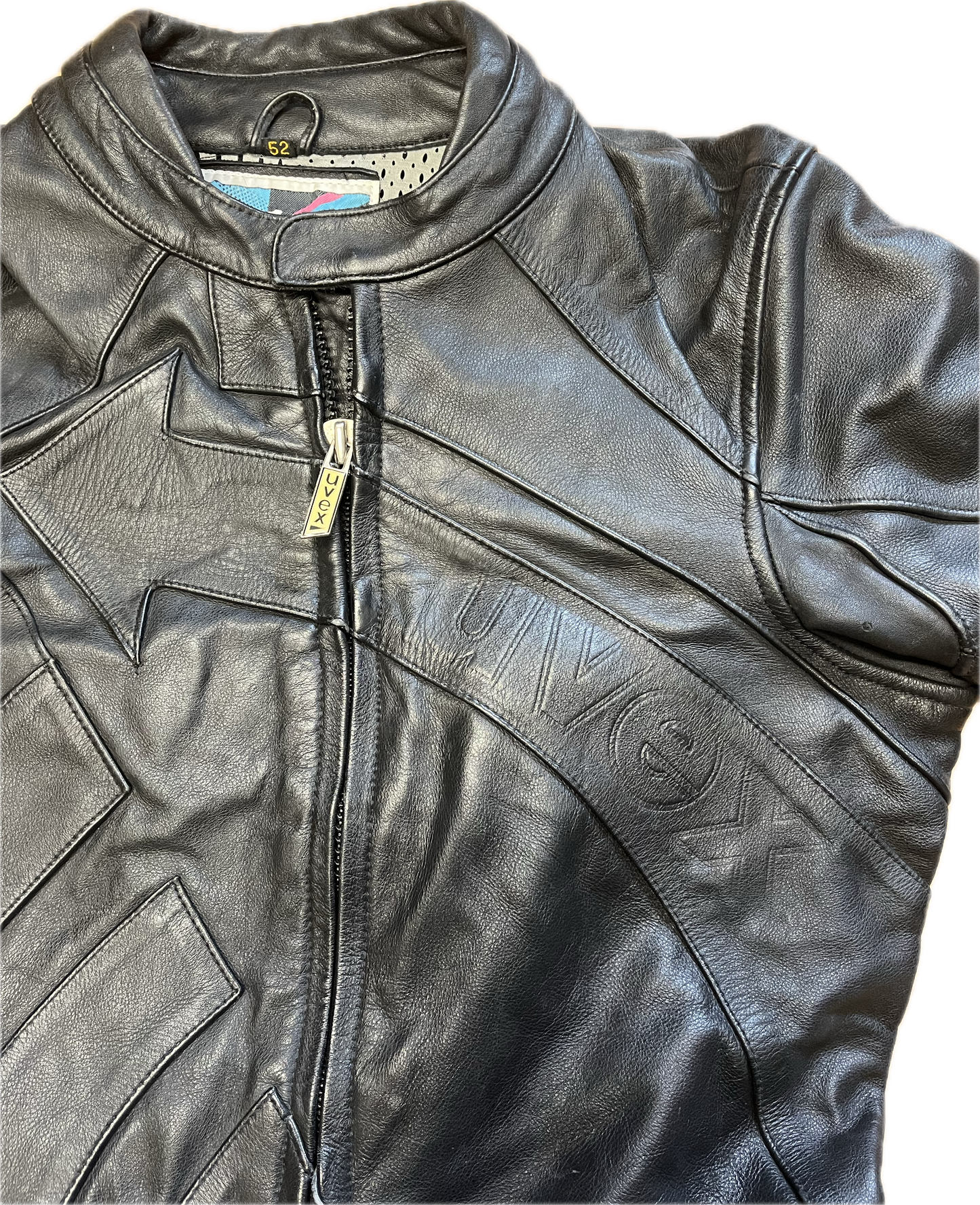 'UVEX' Black Leather Biker Suit -Medium-