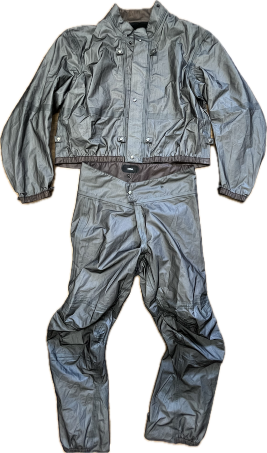 'BMW' RARE Silver biker rain suit -ExtraLarge-