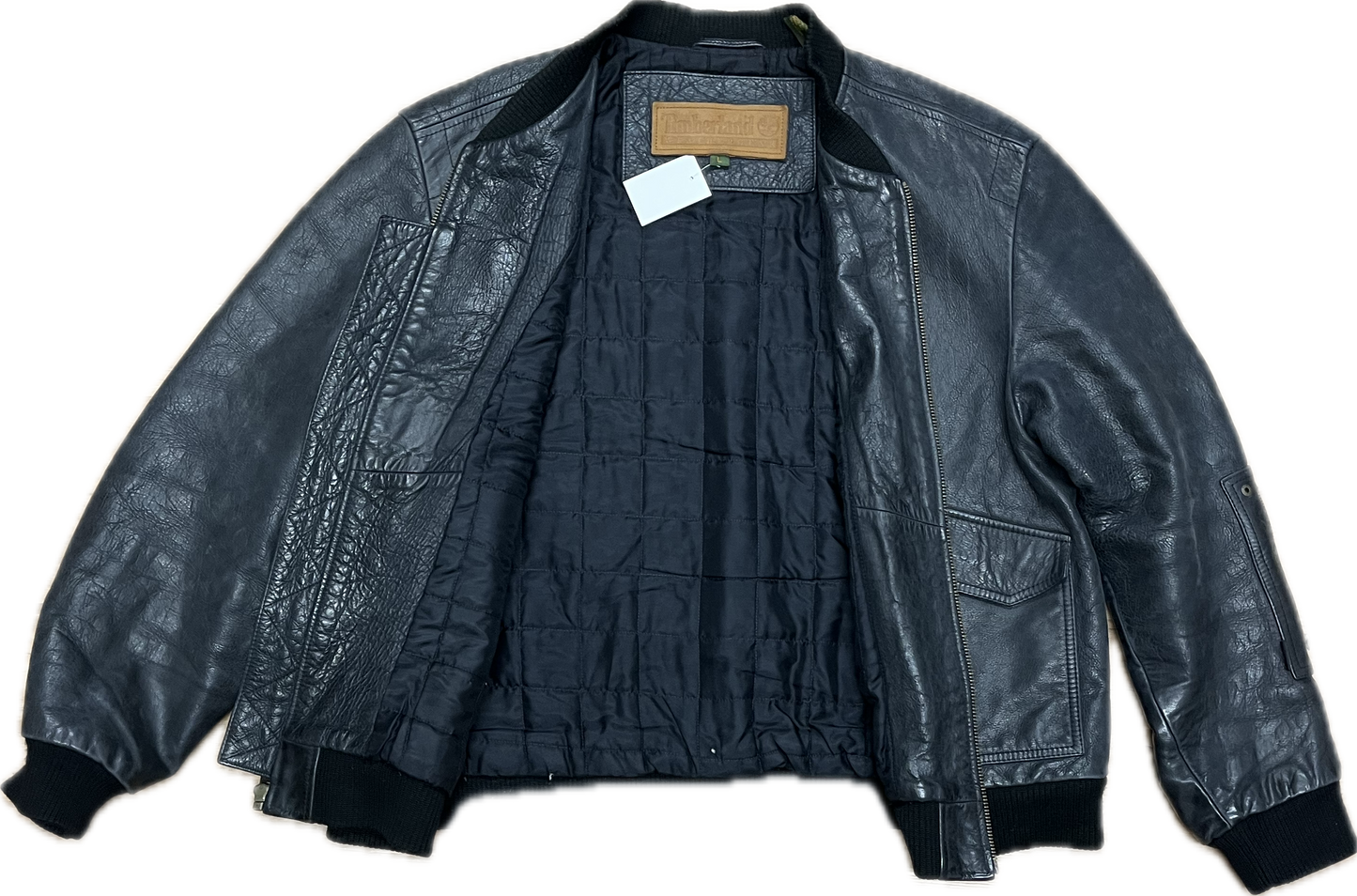 'Timberland' Black Vintage Leather Jacket -Large-