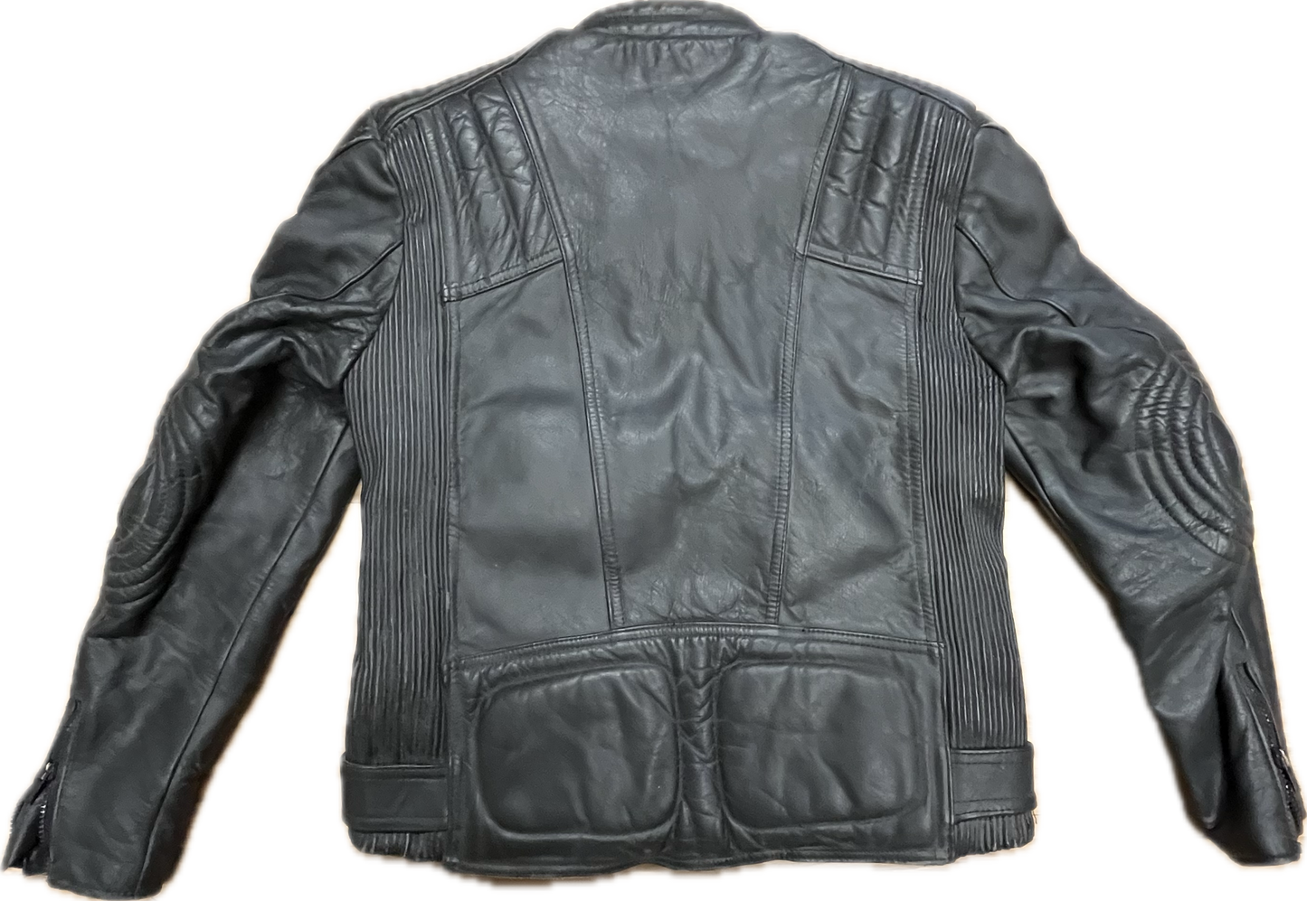 Vintage Double Zip Biker Genuine Leather Black -Medium-