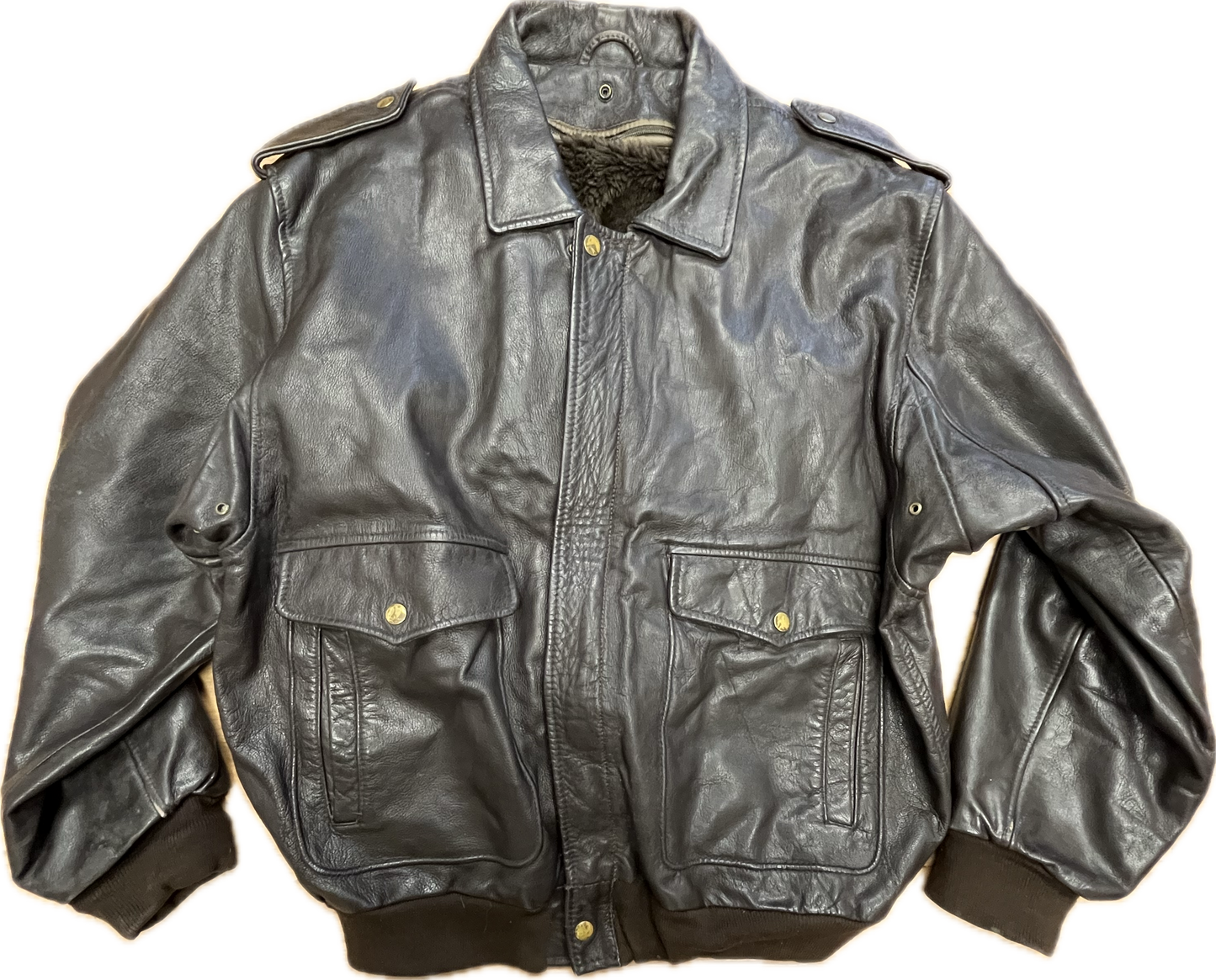 'Schott' Aviator Vintage Leather Jacket with Additional Fleece -XXL-