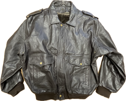 'Schott' Aviator Vintage Leather Jacket with Additional Fleece -XXL-