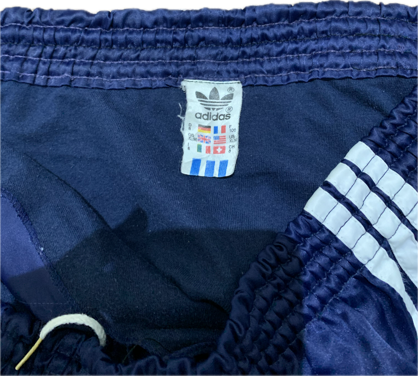 Adidas satin Football shorts blue XL - "Made in West Germany" Rare