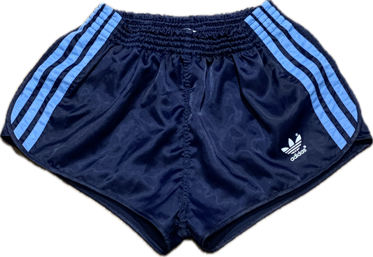 Adidas satin Running Sprinter blue shorts Small - "Made in West Germany" Rare