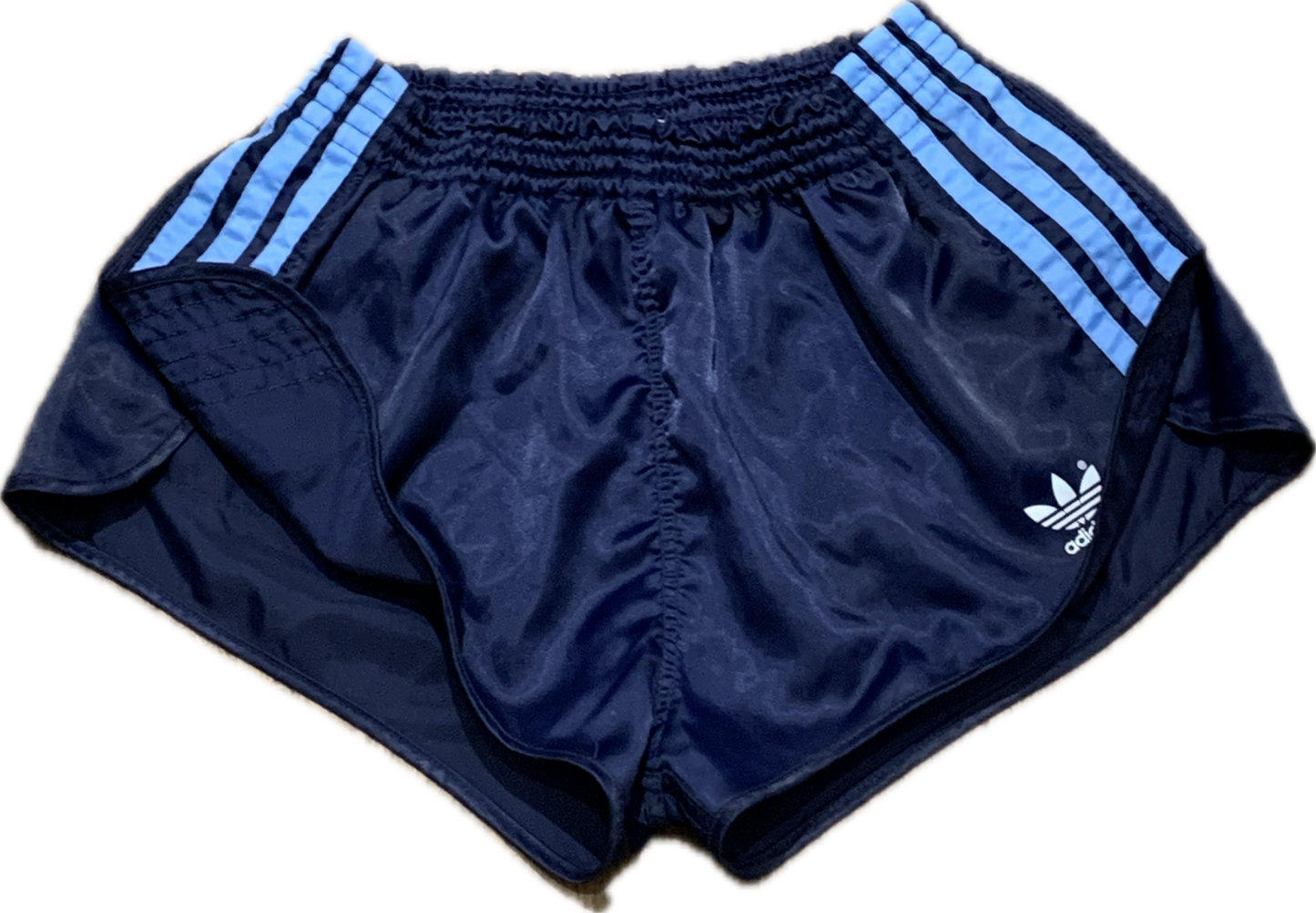 Adidas satin Running Sprinter blue shorts Small - "Made in West Germany" Rare