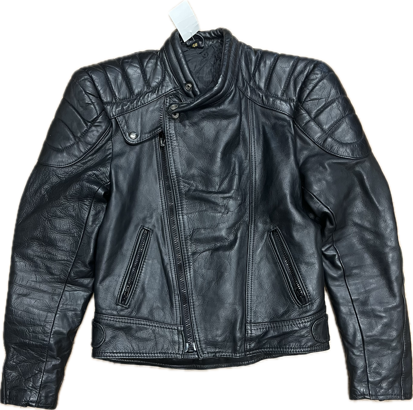 Biker Leather Jacket Black  -ExtraSmall-