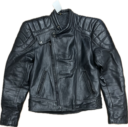 Biker Leather Jacket Black  -ExtraSmall-