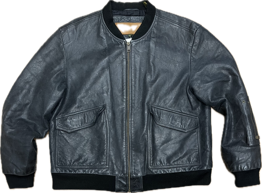 'Timberland' Black Vintage Leather Jacket -Large-