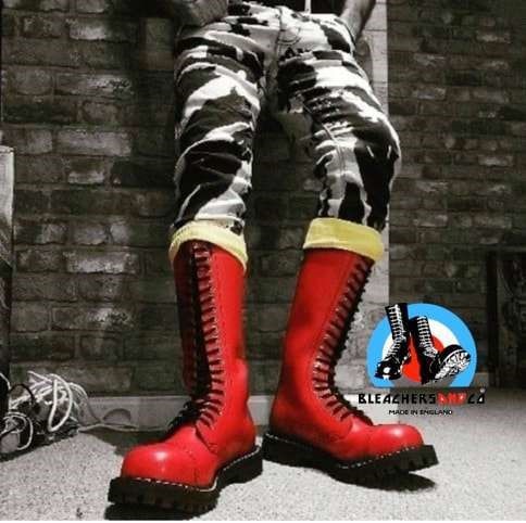 Bottes Ranger à embout en acier 20 trous - ROUGE -