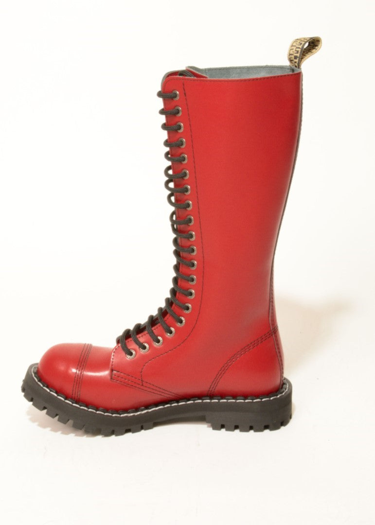 Bottes Ranger à embout en acier 20 trous - ROUGE -