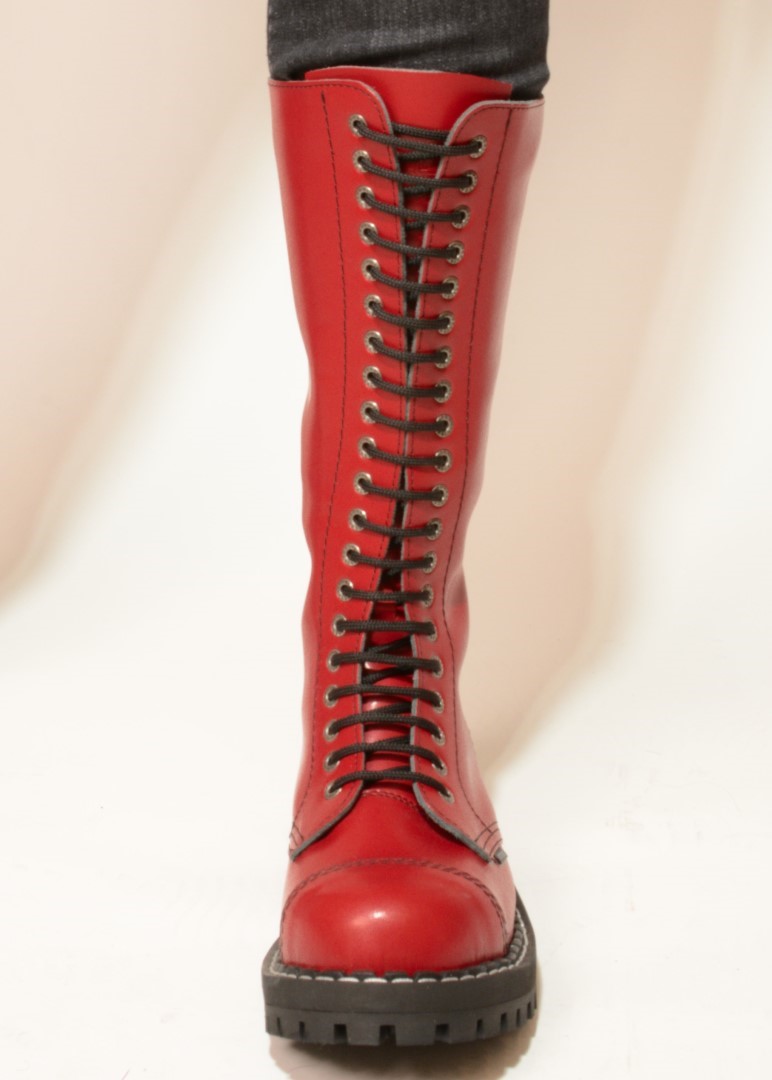 Bottes Ranger à embout en acier 20 trous - ROUGE -