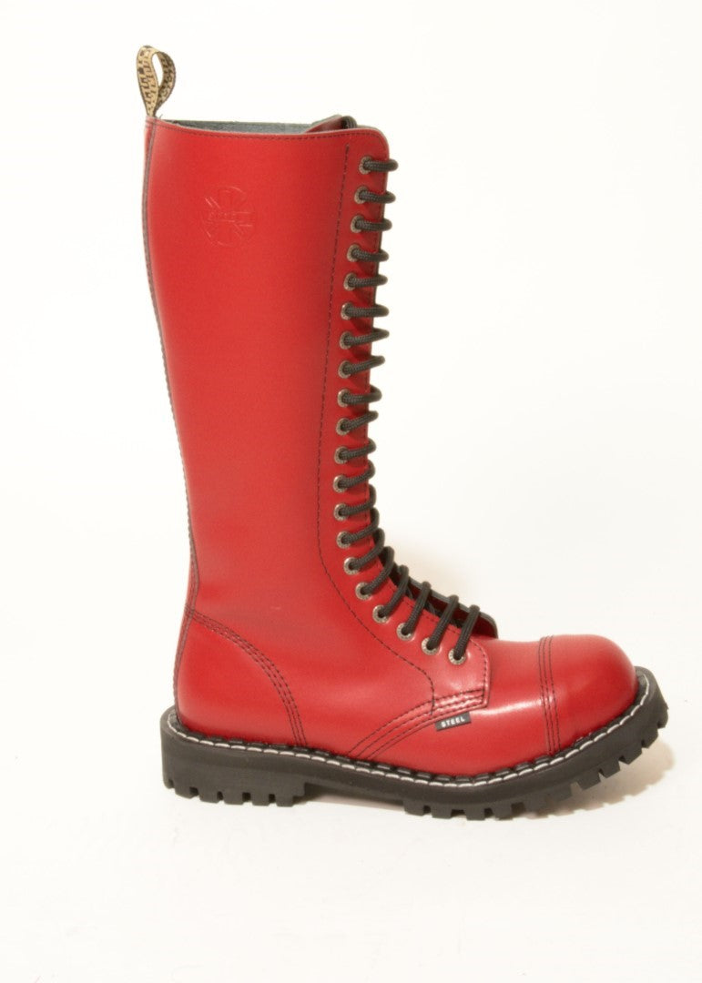 Bottes Ranger à embout en acier 20 trous - ROUGE -