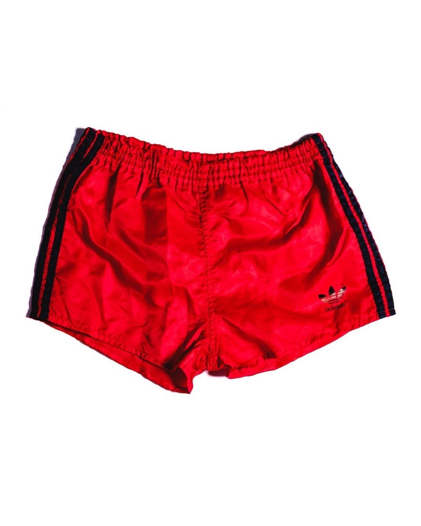 Adidas satin football red shorts S Bleachers and Co