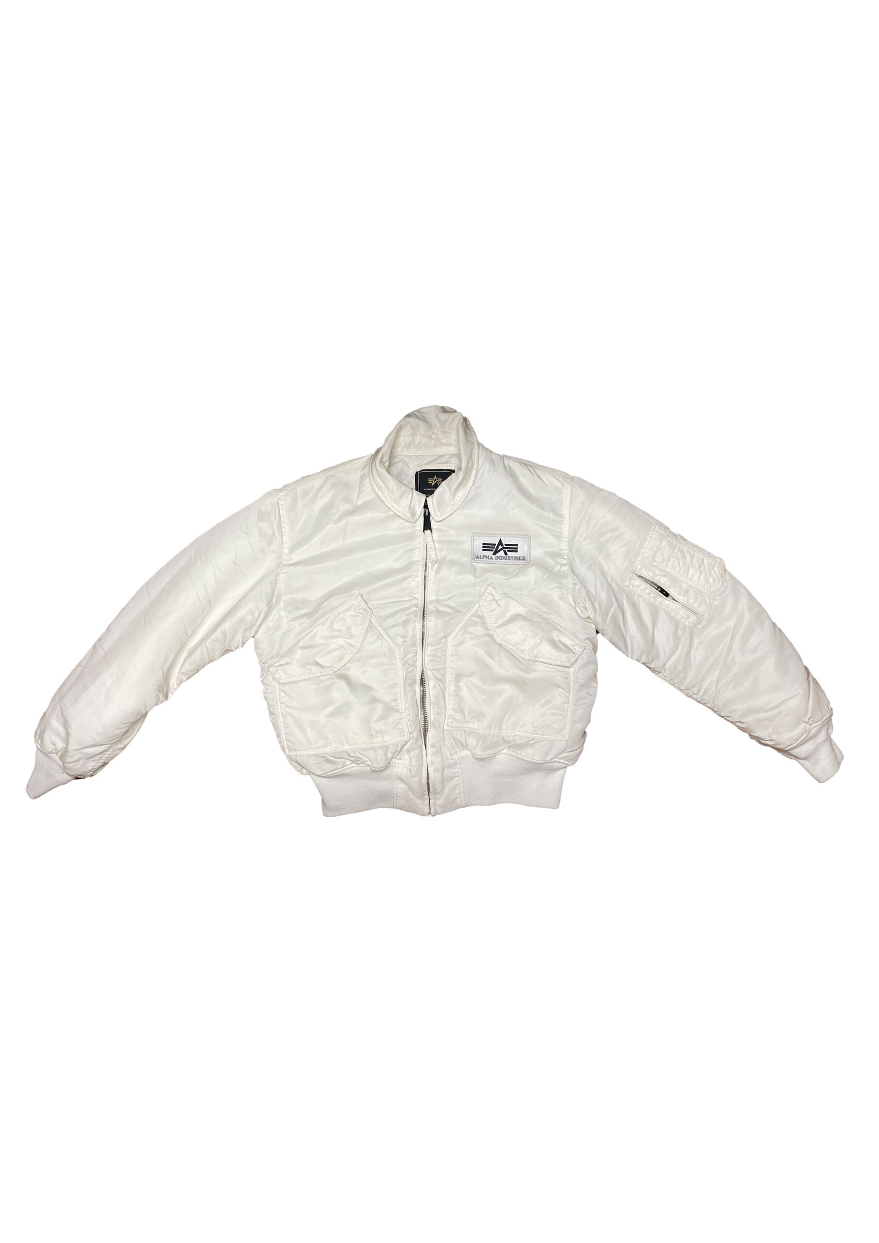 Alpha industries white bomber jacket best sale